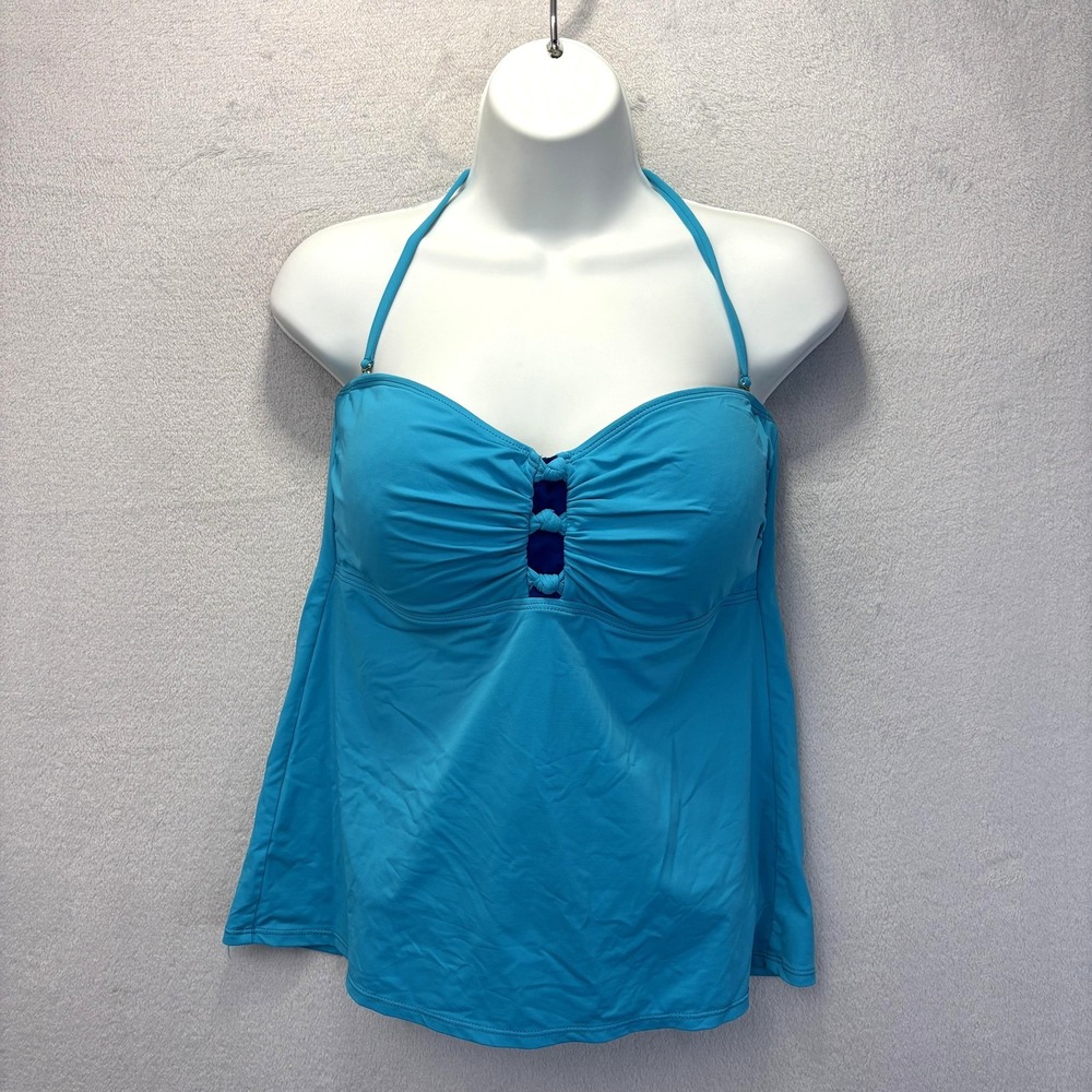 Lauren Ralph Lauren Tankini Swimsuit Top Womens 16 Turquoise Halter Wirefree